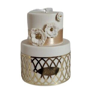 Hallmark Keepsake Ornament 2019 Wedding Cake I Do 2 Tiered Floral PORCELAIN